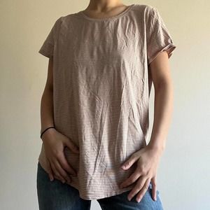 Light tan striped shirt workout lululemon